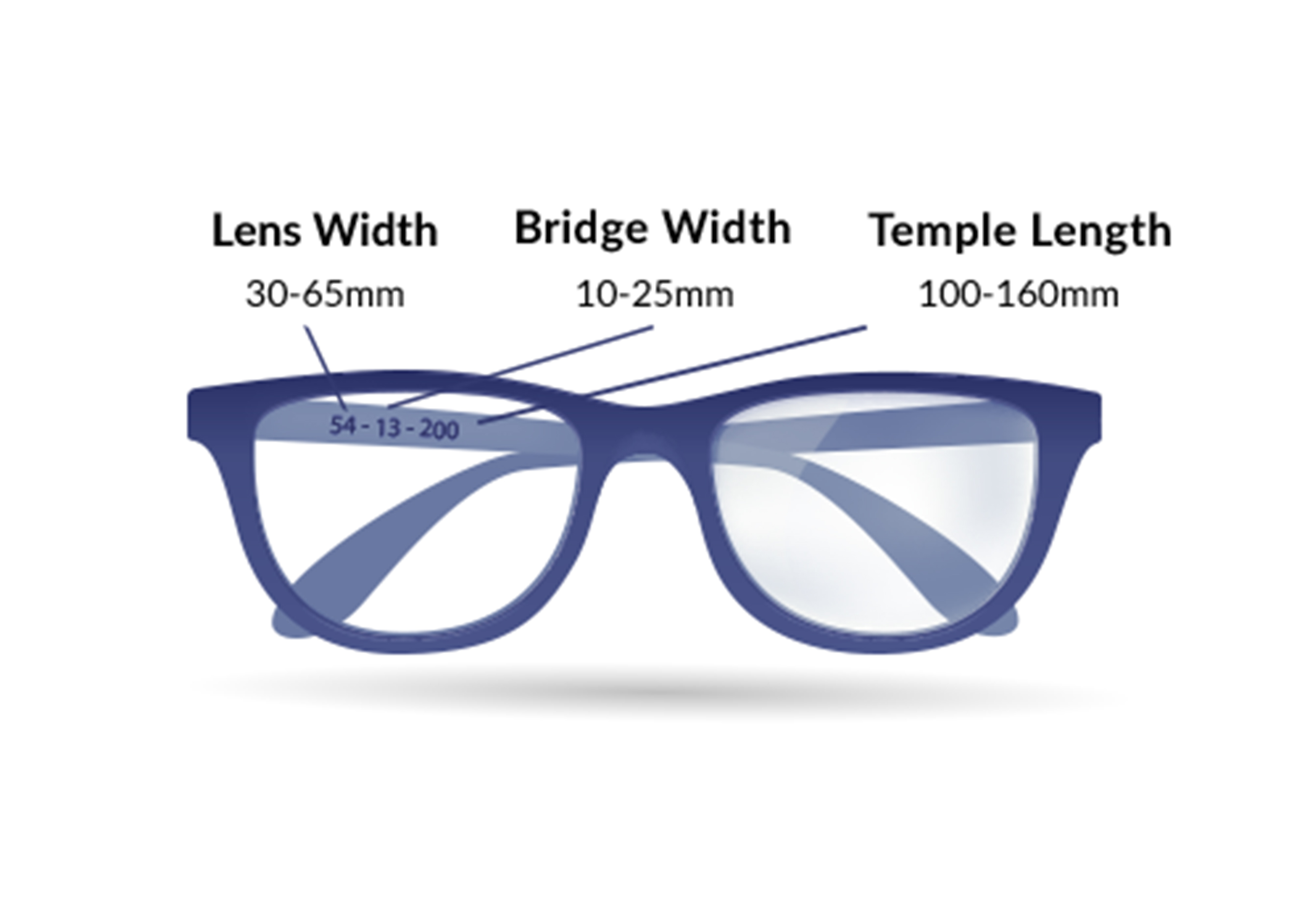 Diagram of eyeglasses measurements