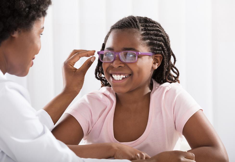 Girl visiting the optometrist