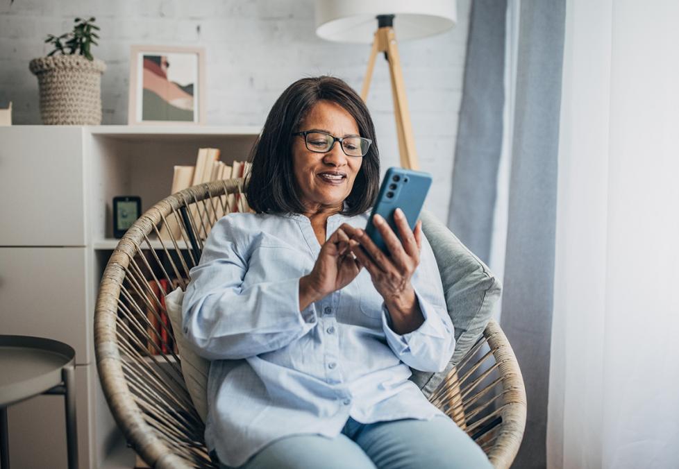 Woman looking on a device